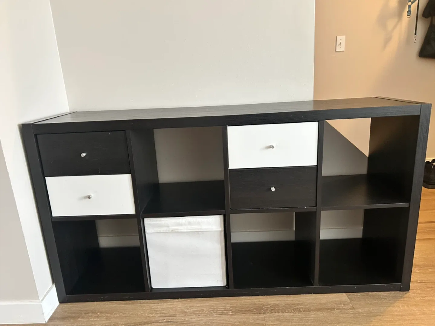 Black Storage Shelf with Drawers