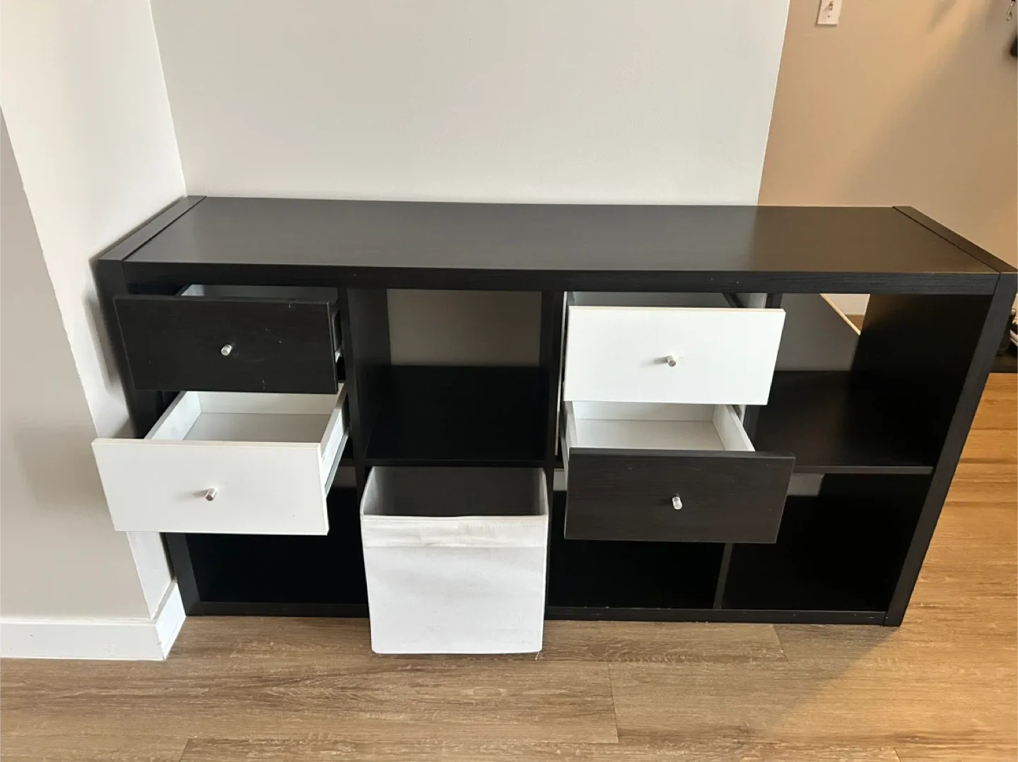 Black Storage Shelf with Drawers image indicator(2)