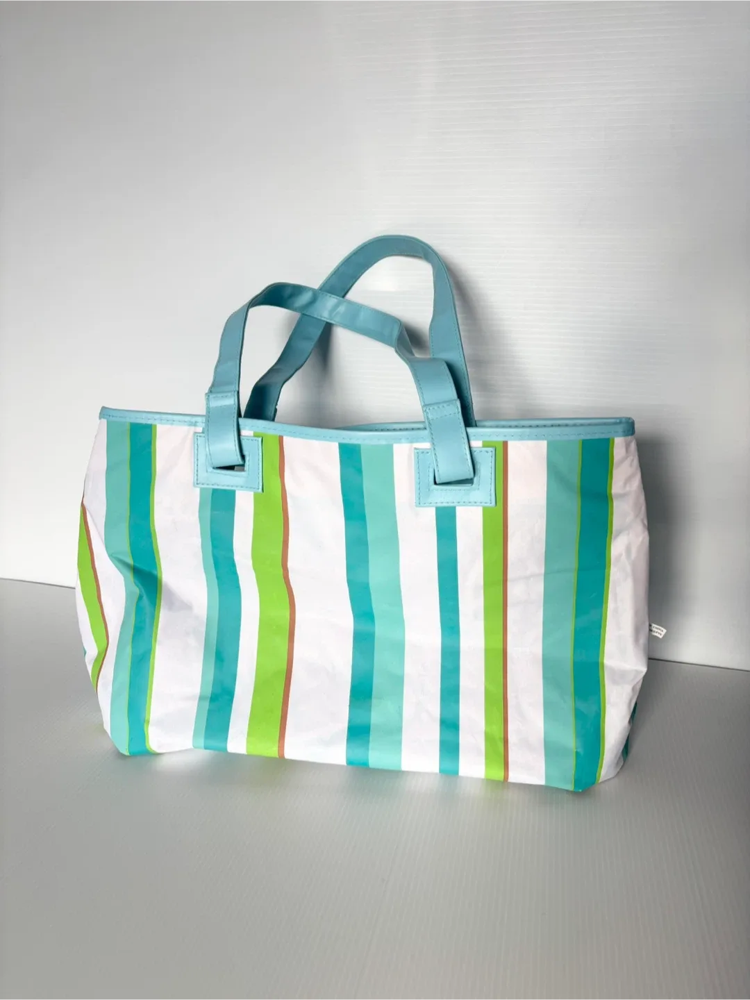 Scholastic stripped beach bag thumbnail