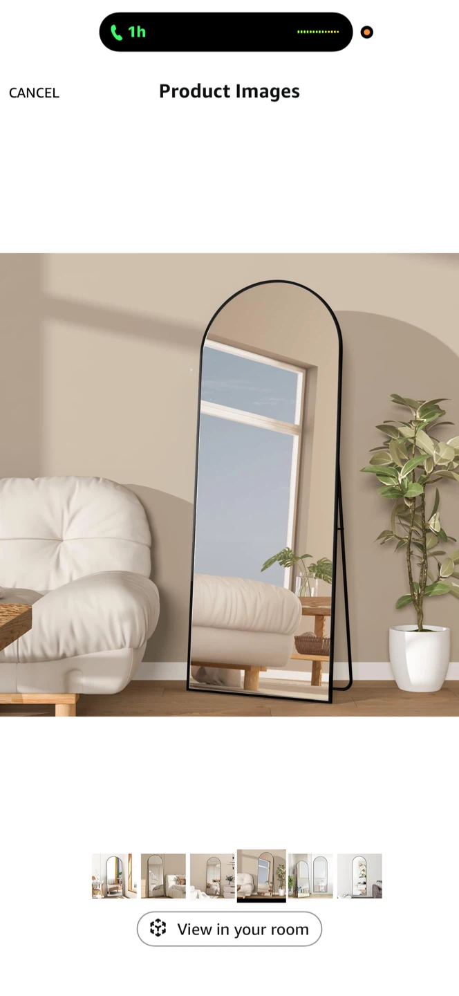 Arch Full Length Mirror - Black Frame - photo 5