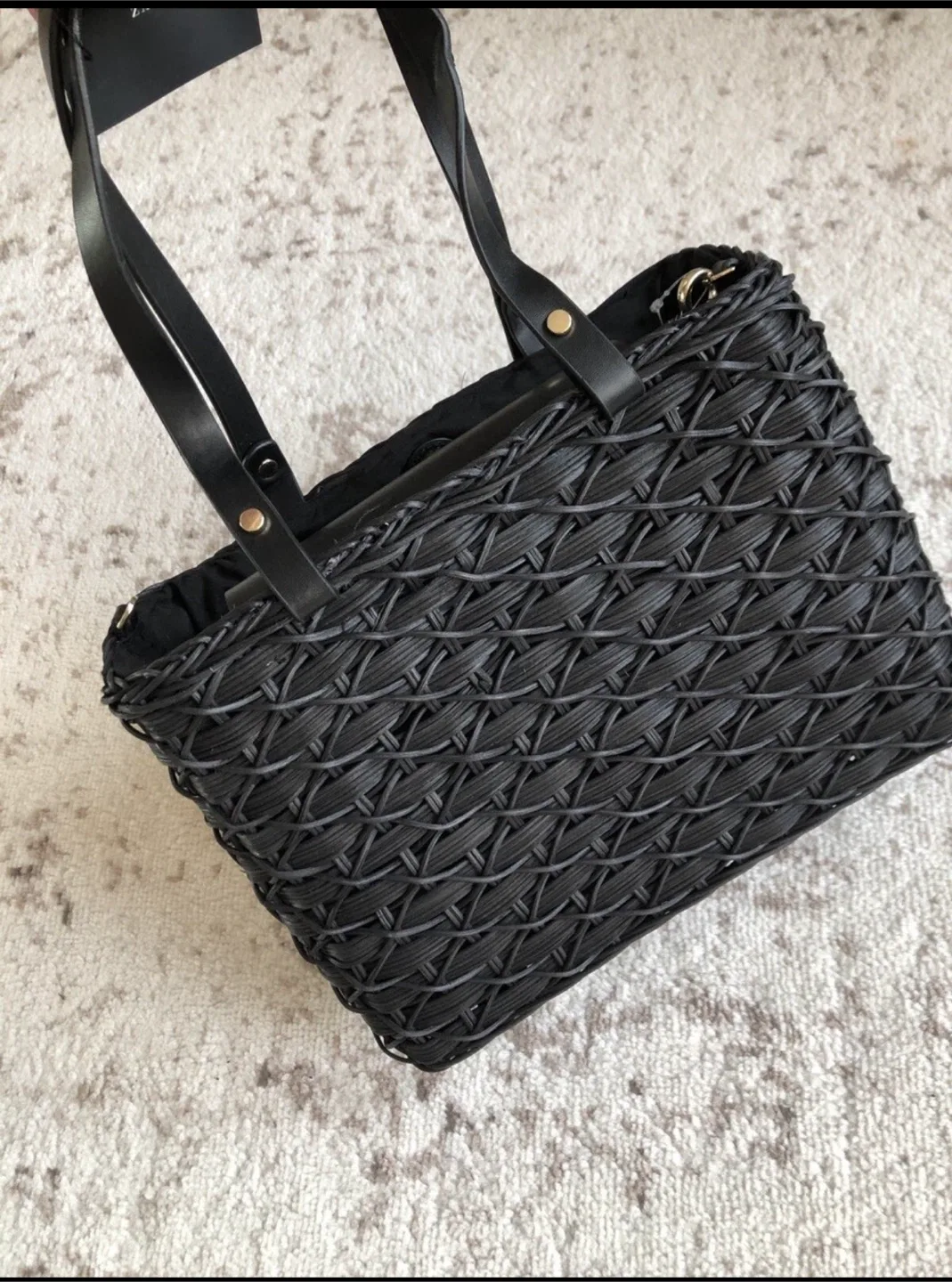 Black Woven Tote Bag thumbnail