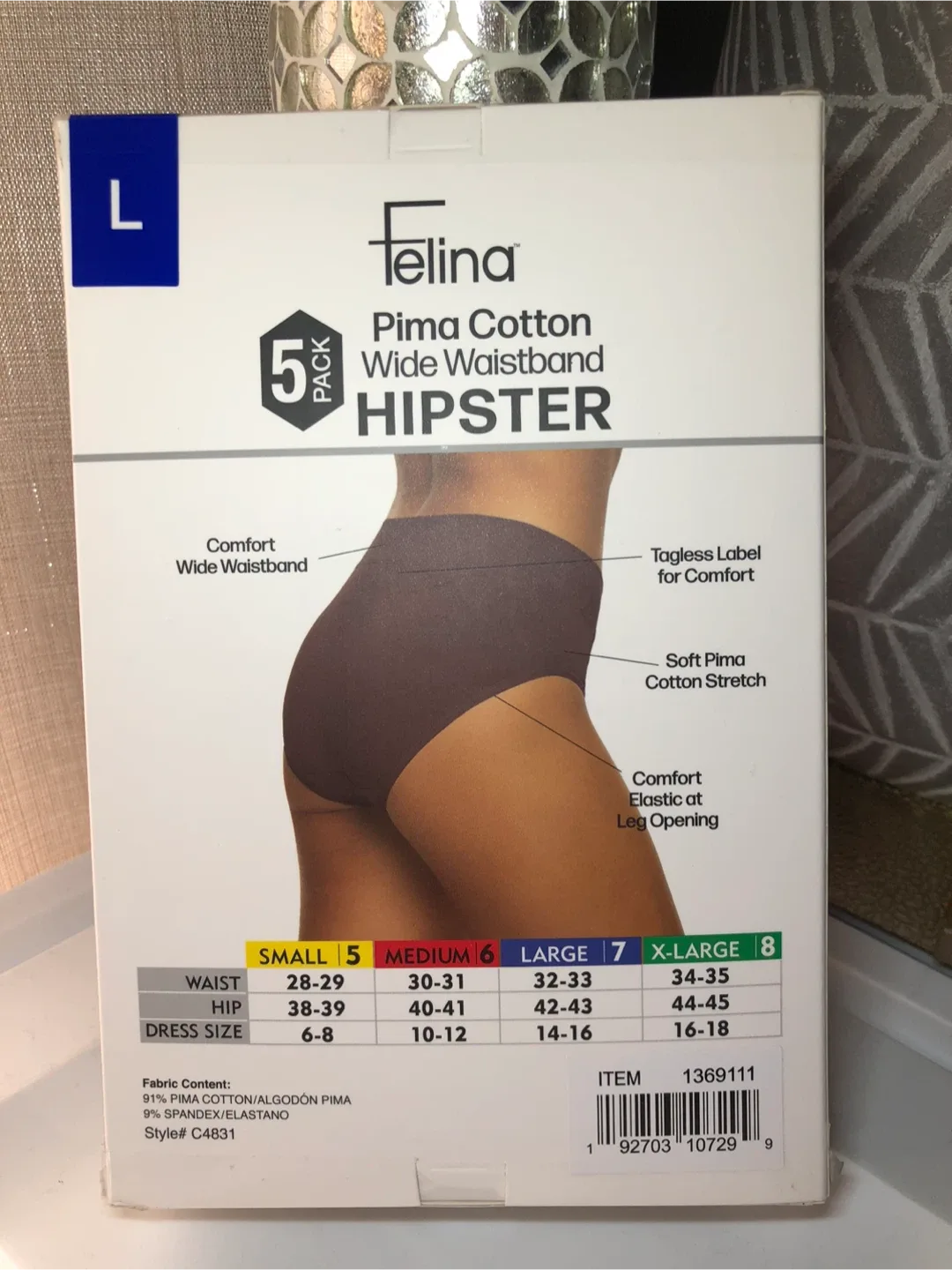 Felina Pima Cotton Hipster - Size L (5-Pack) image indicator(2)
