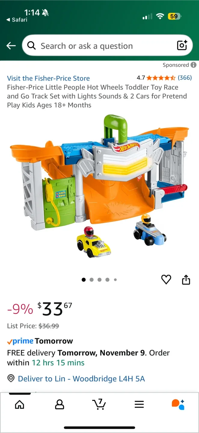 Like new Hot Wheels Race Go Track Set Fisher-Price Little People image indicator(3)