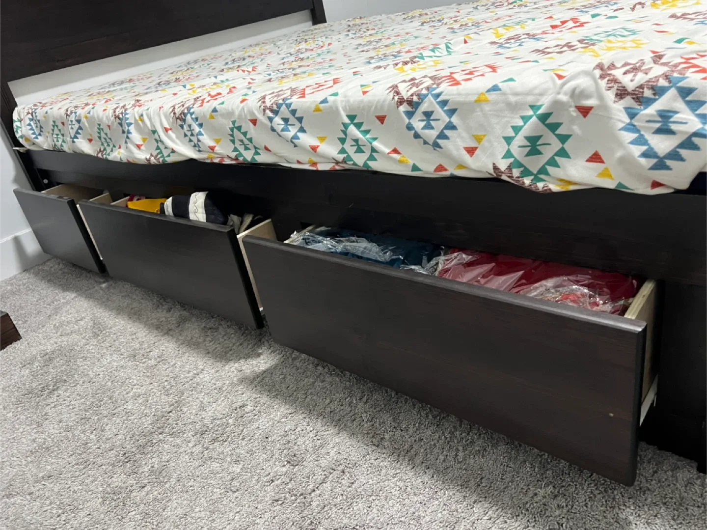 Dark Brown Queen Size Bed Frame with Drawers image indicator(4)