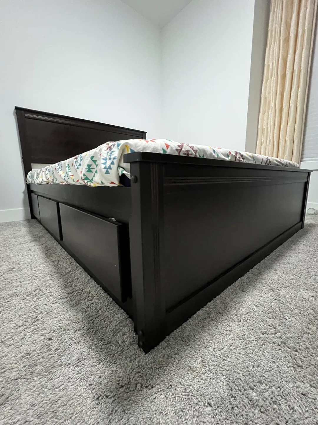 Dark Brown Queen Size Bed Frame with Drawers image indicator(2)