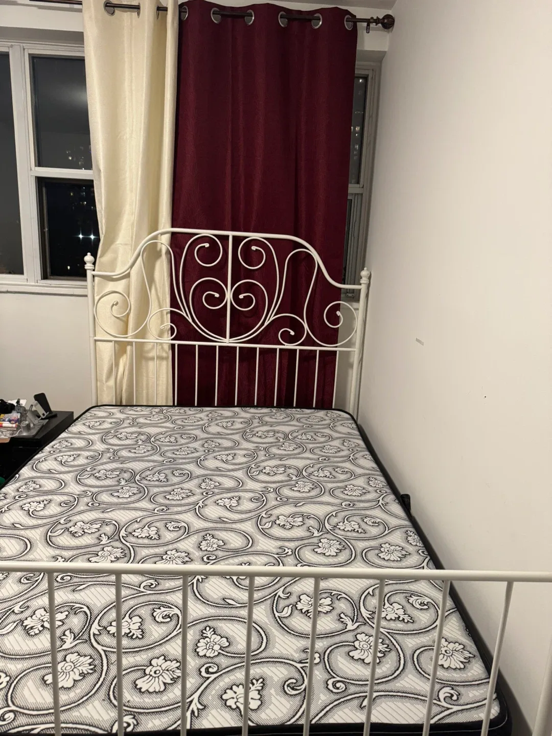 White Metal Bed Frame with brand new mattress image indicator(2)