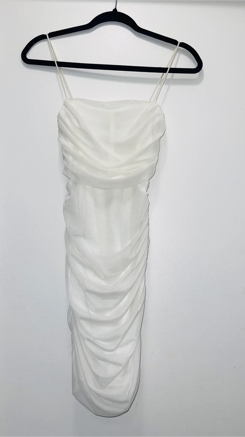 White Ruched Bodycon Dress - photo 2