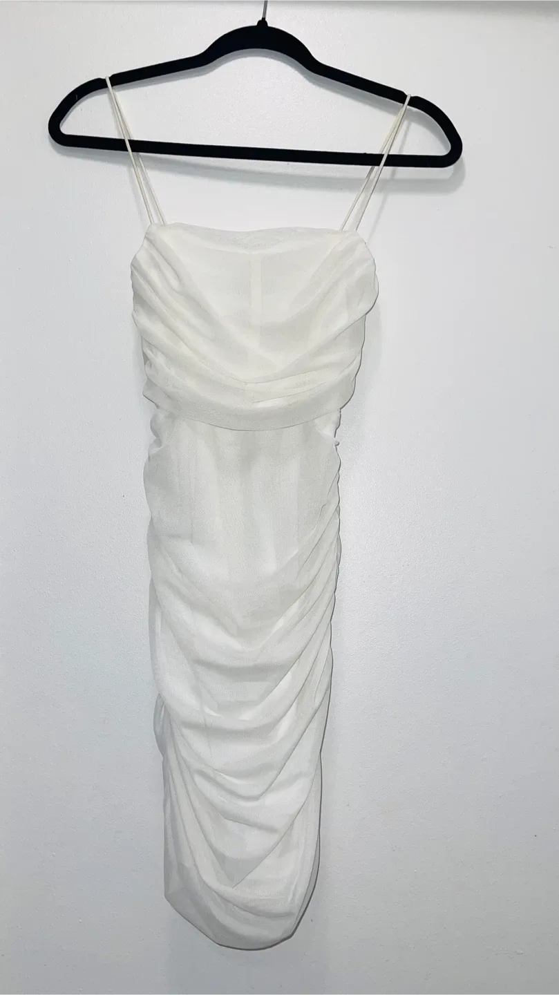 White Ruched Bodycon Dress image indicator(2)
