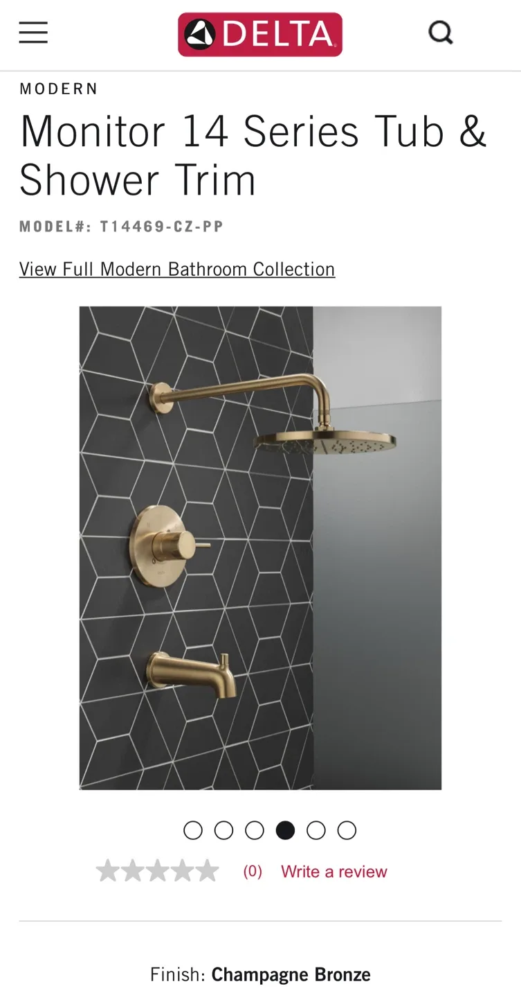 Delta Monitor 14 Series Tub & Shower Trim - Champagne Bronze 🥕 image indicator(4)