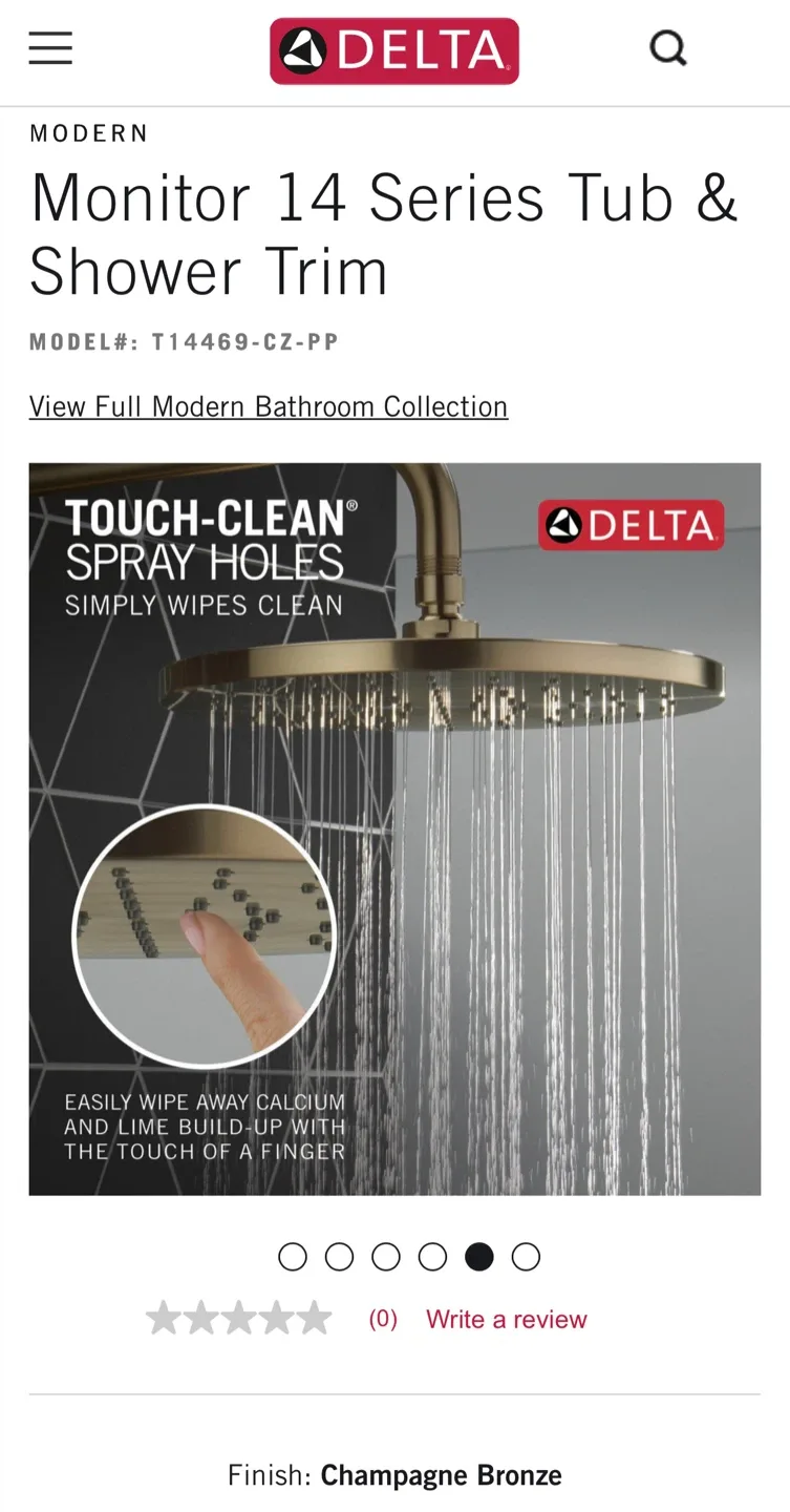 Delta Monitor 14 Series Tub & Shower Trim - Champagne Bronze 🥕 image indicator(5)