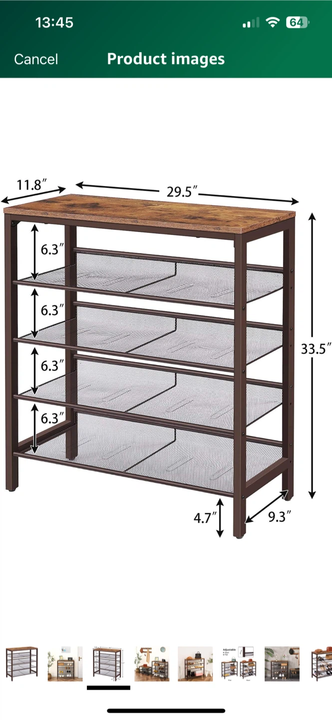 Brown Metal & Wood Shoe Rack/Organizer - photo 2