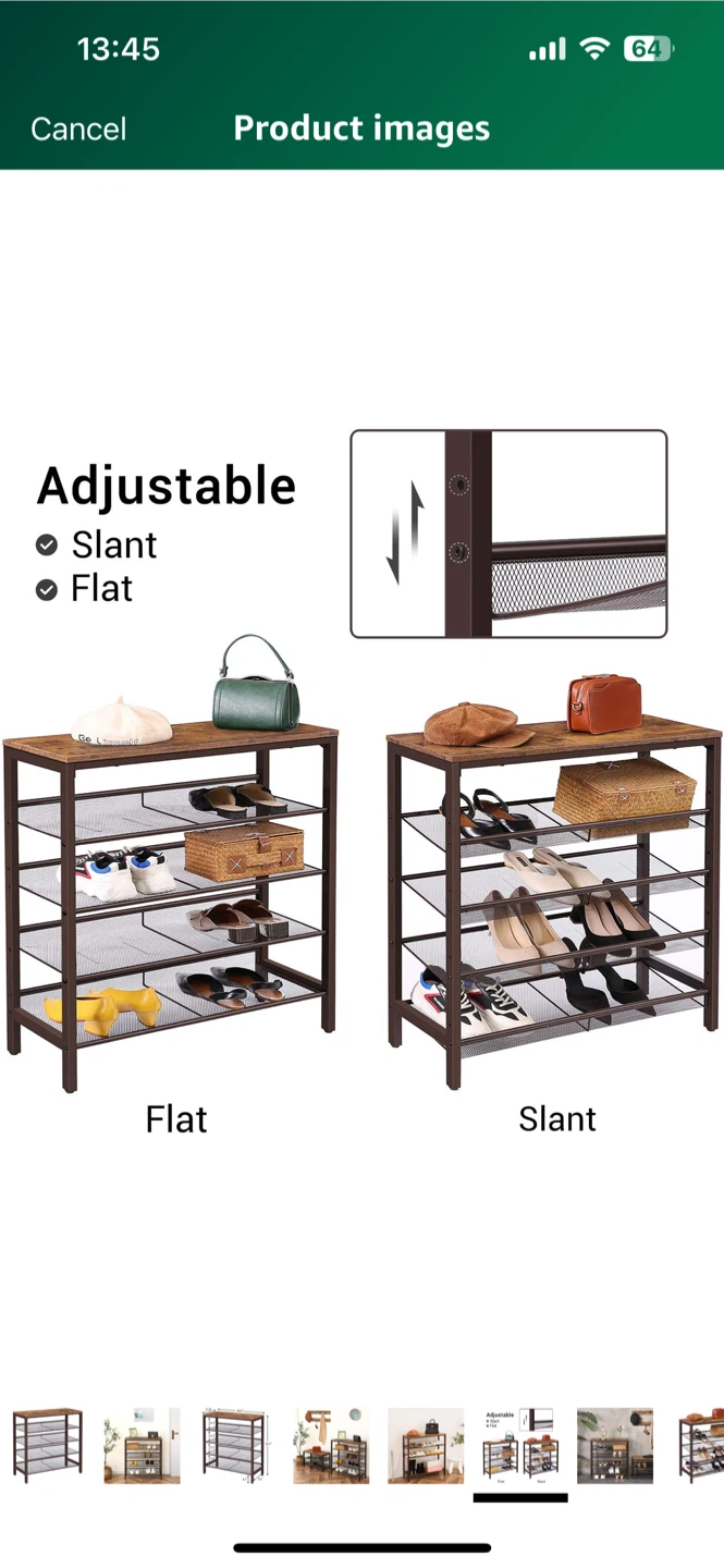 Brown Metal & Wood Shoe Rack/Organizer - photo 5