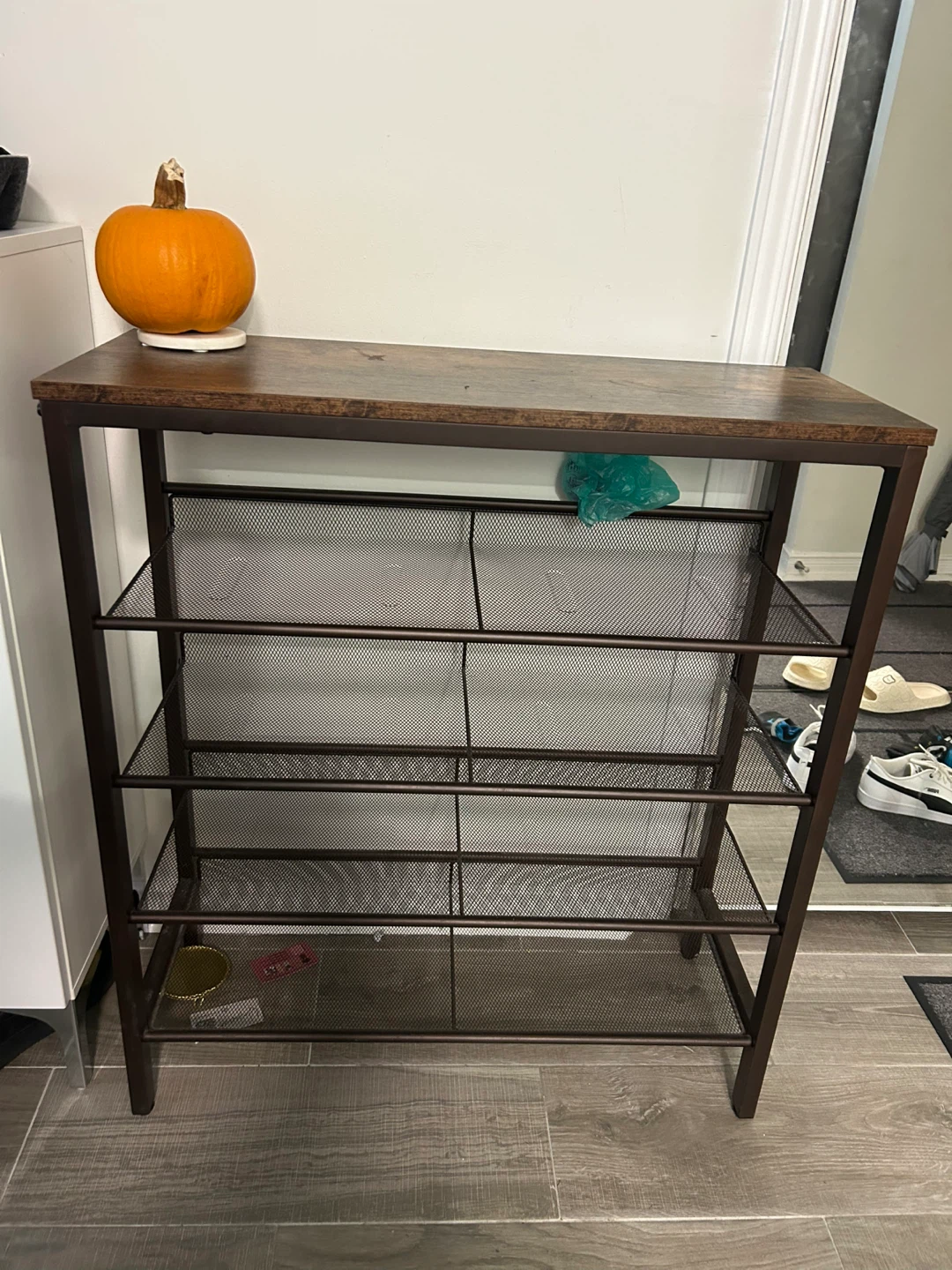 Brown Metal & Wood Shoe Rack/Organizer - photo 3