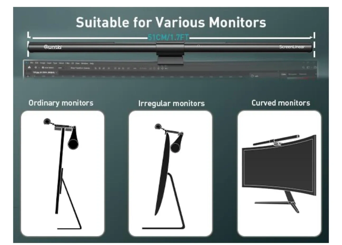 Quntis LED Monitor Light for PC – Remote Control image indicator(10)
