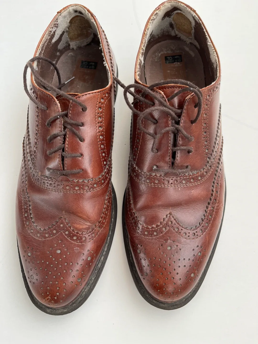 Brown Leather Wingtip Dress Shoes - Made in Italy