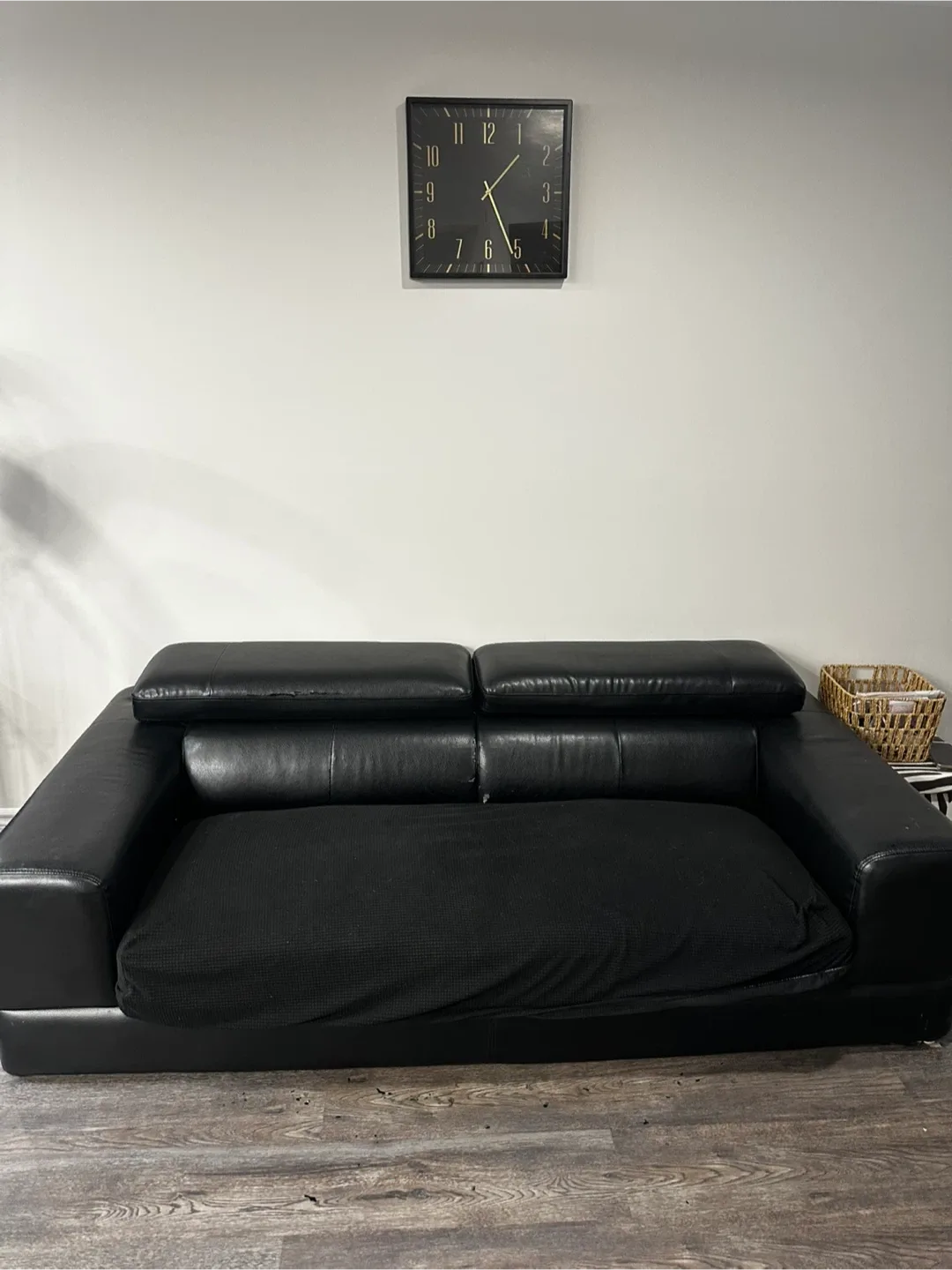 Black Leather Sofa - Some Wear
