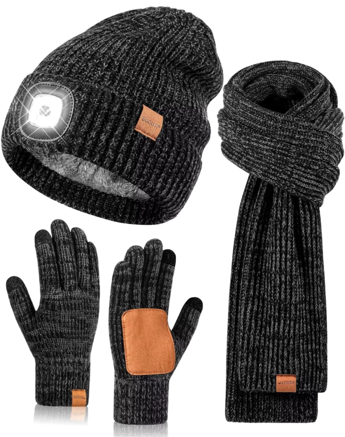 LED Beanie Hat Scarf & Gloves Set