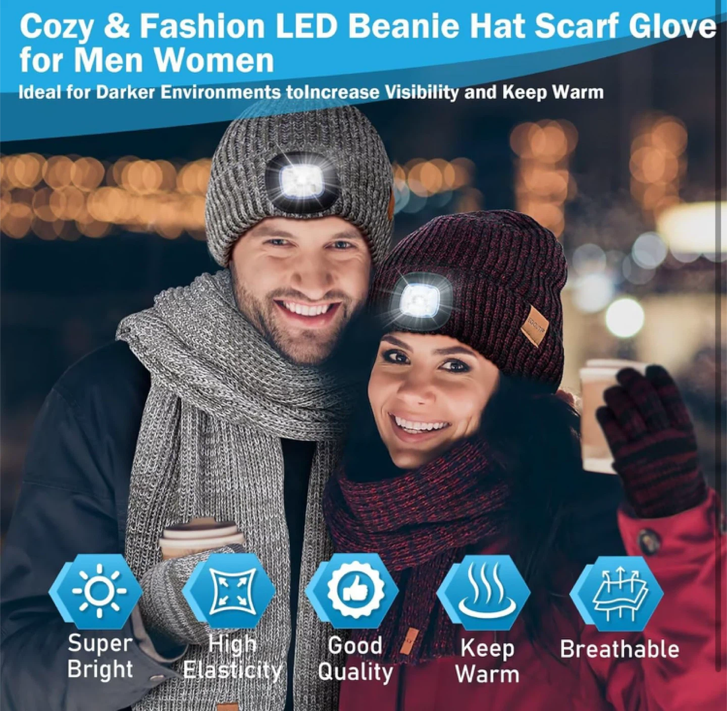 LED Beanie Hat Scarf & Gloves Set - photo 5