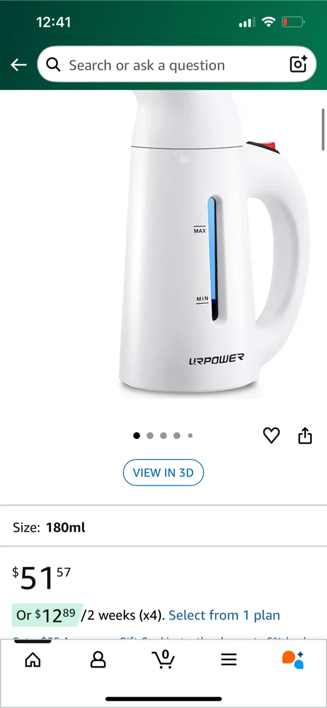 URPOWER Portable Steamer - White, 180ml image indicator(2)