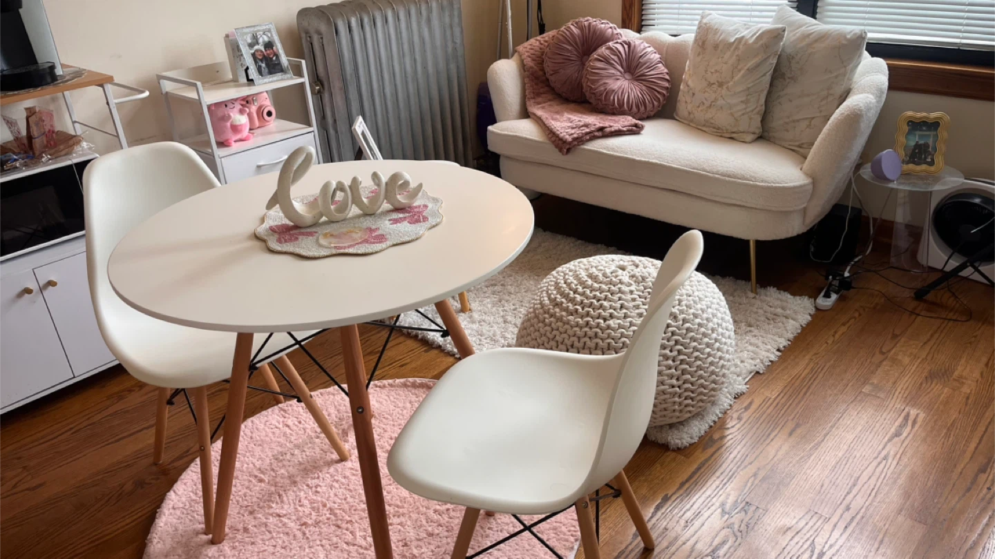 Round White Dining Table with 2 Chairs - photo 3