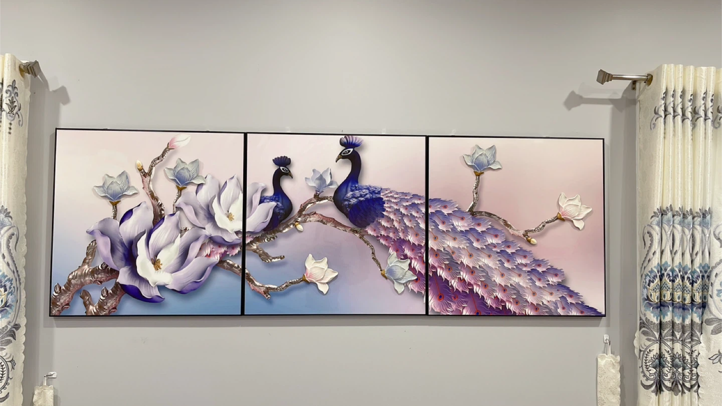 Peacock Wall Art - Triptych