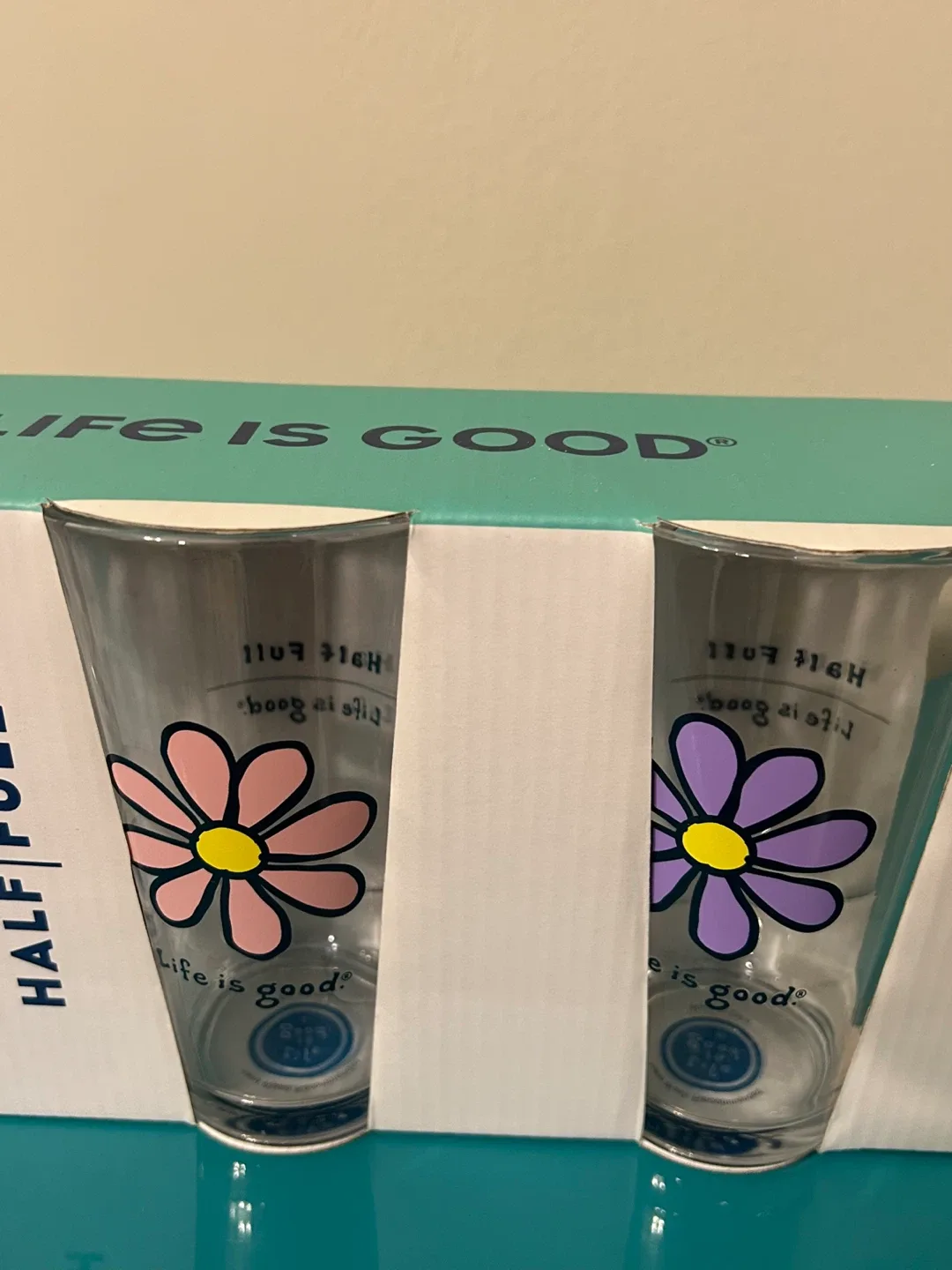 🌼 NEW “Half Full” Glass Set – 16oz (Set of 4) image indicator(3)