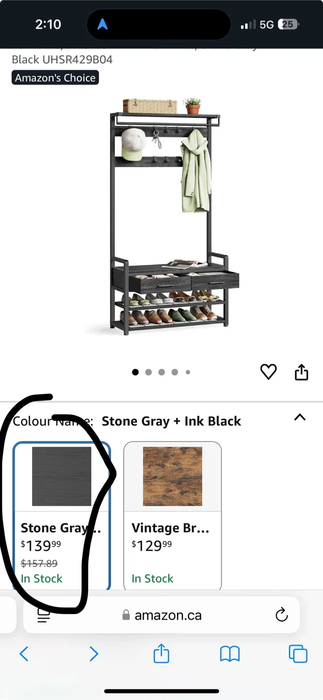 Entryway Hall Tree with Fabric Storage Bench, Grey image indicator(6)