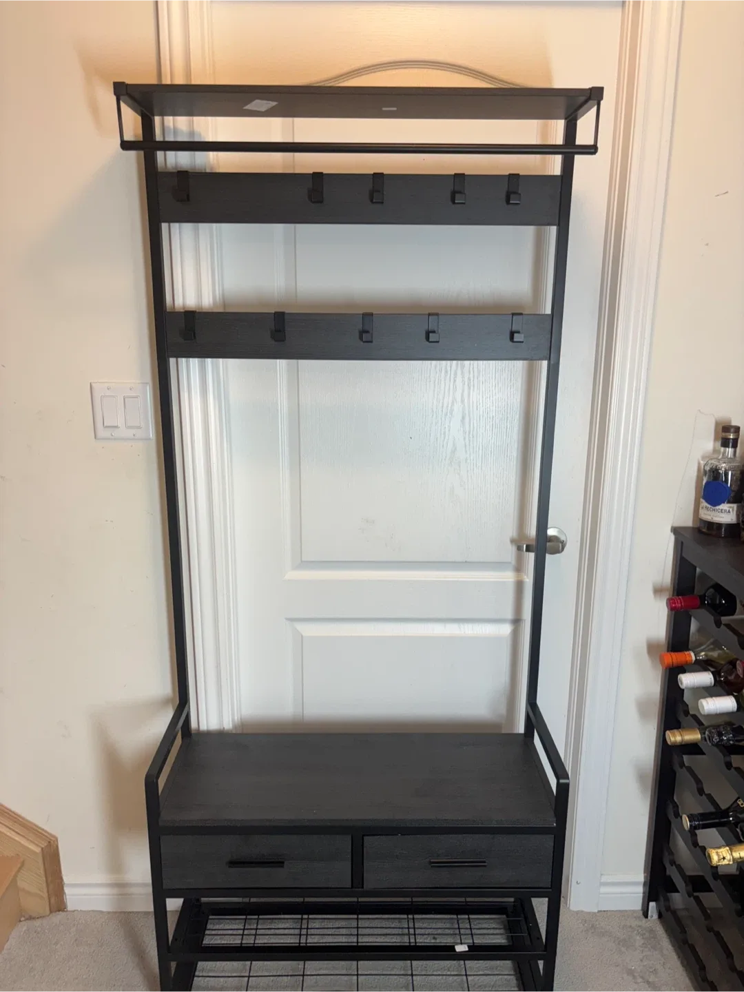 Entryway Hall Tree with Fabric Storage Bench, Grey image indicator(5)