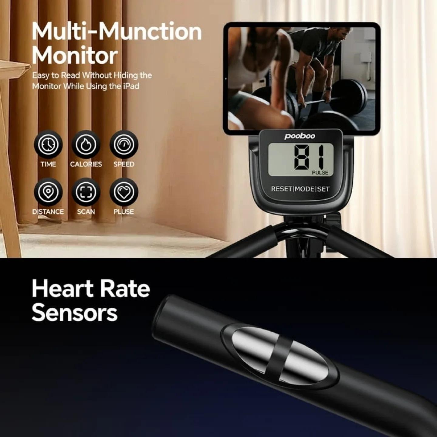 Pooboo Exercise Bike Stationary Bicycle Magnetic image indicator(8)