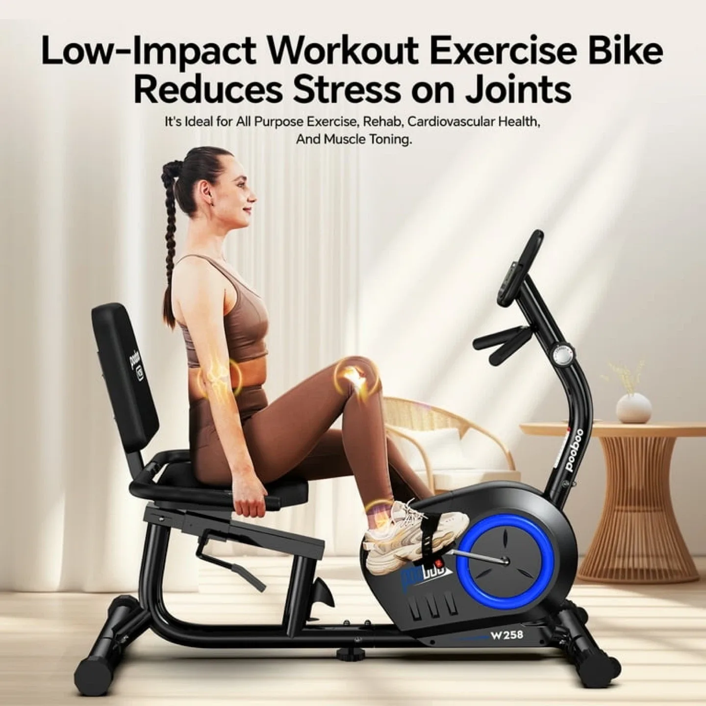 Pooboo Exercise Bike Stationary Bicycle Magnetic image indicator(7)