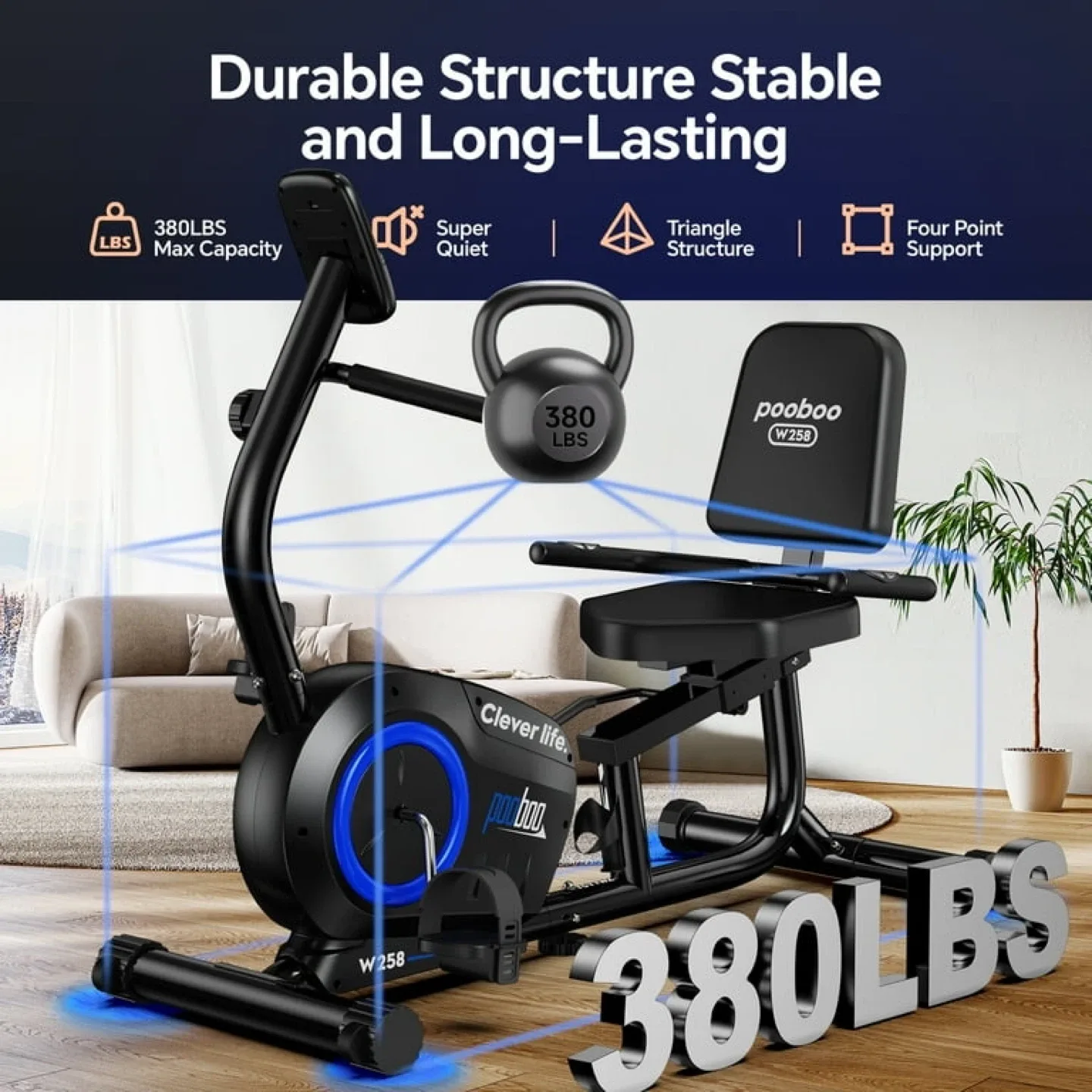 Pooboo Exercise Bike Stationary Bicycle Magnetic image indicator(10)