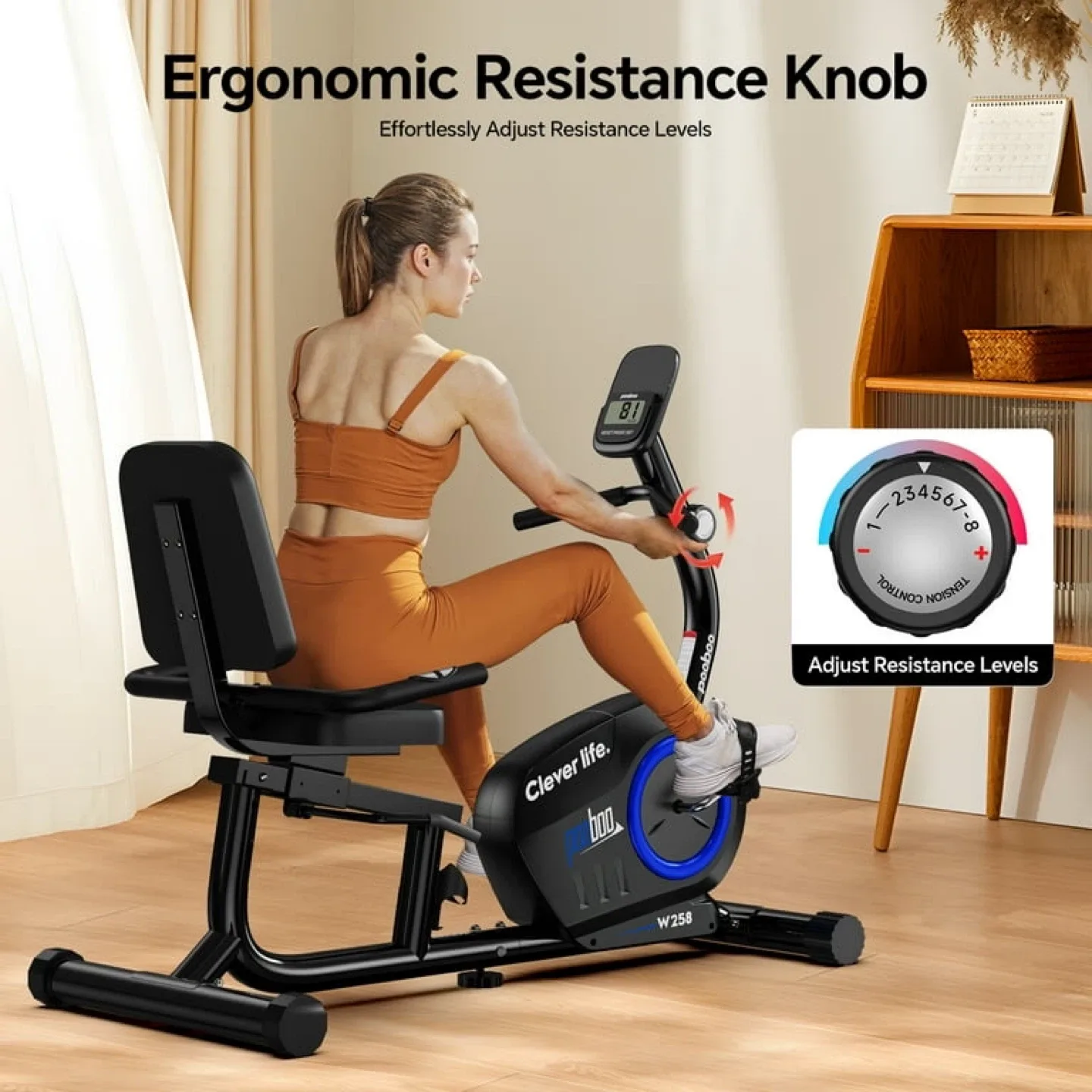 Pooboo Exercise Bike Stationary Bicycle Magnetic image indicator(6)