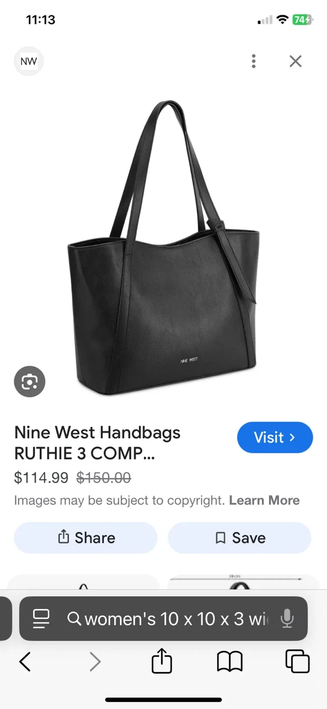 Nine West Black Tote Bag image indicator(2)
