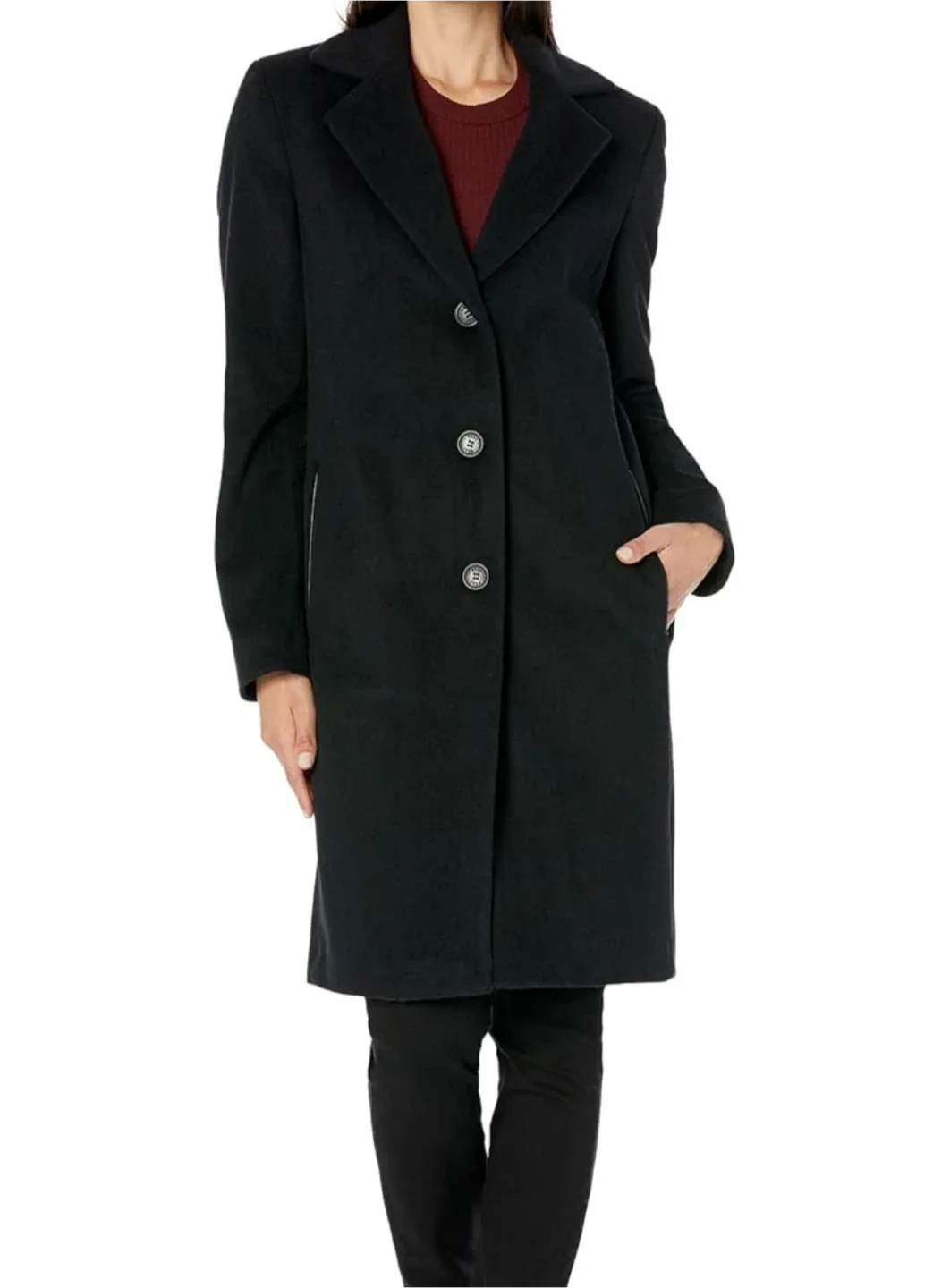 DKNY Black Wool Blend Coat - Size XS image indicator(4)