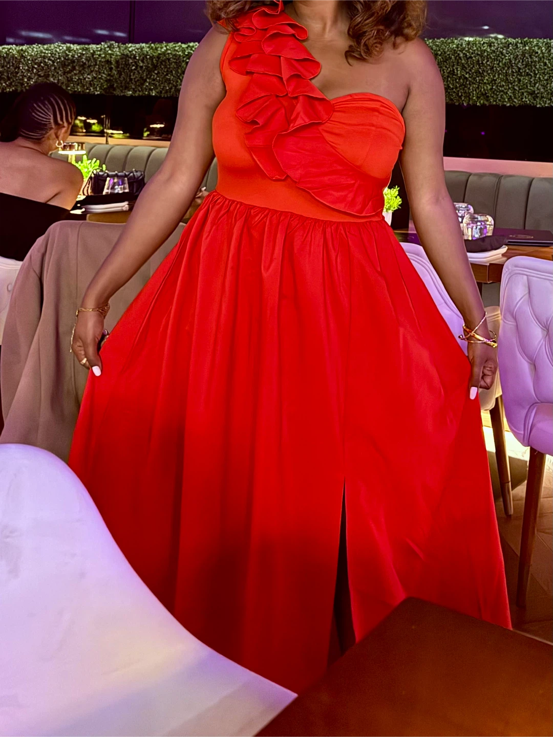 Red One-Shoulder Ruffle Maxi Dress - photo 3