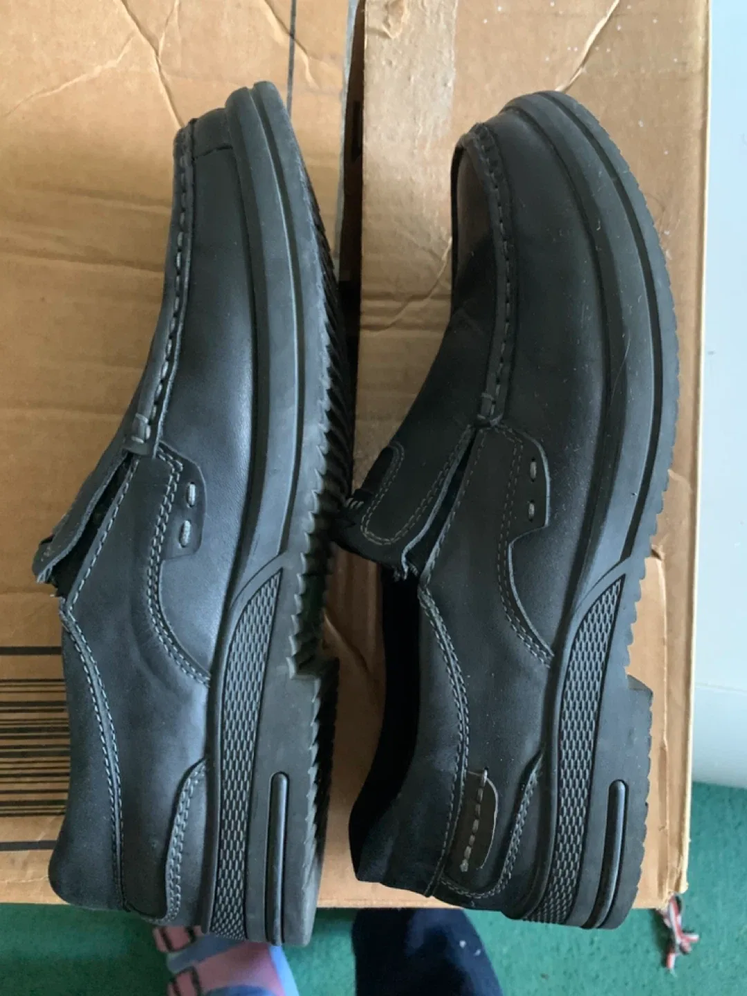 Free Man Black Leather Slip-On Shoes thumbnail