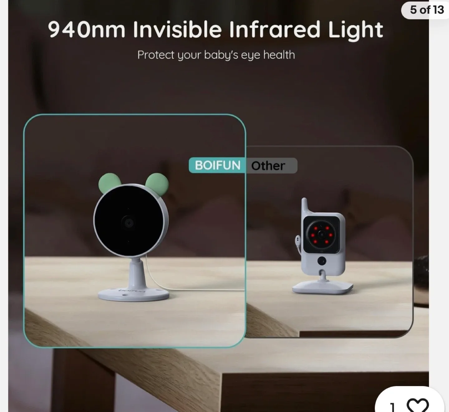 Boifun Baby Monitor with Two Cameras image indicator(5)