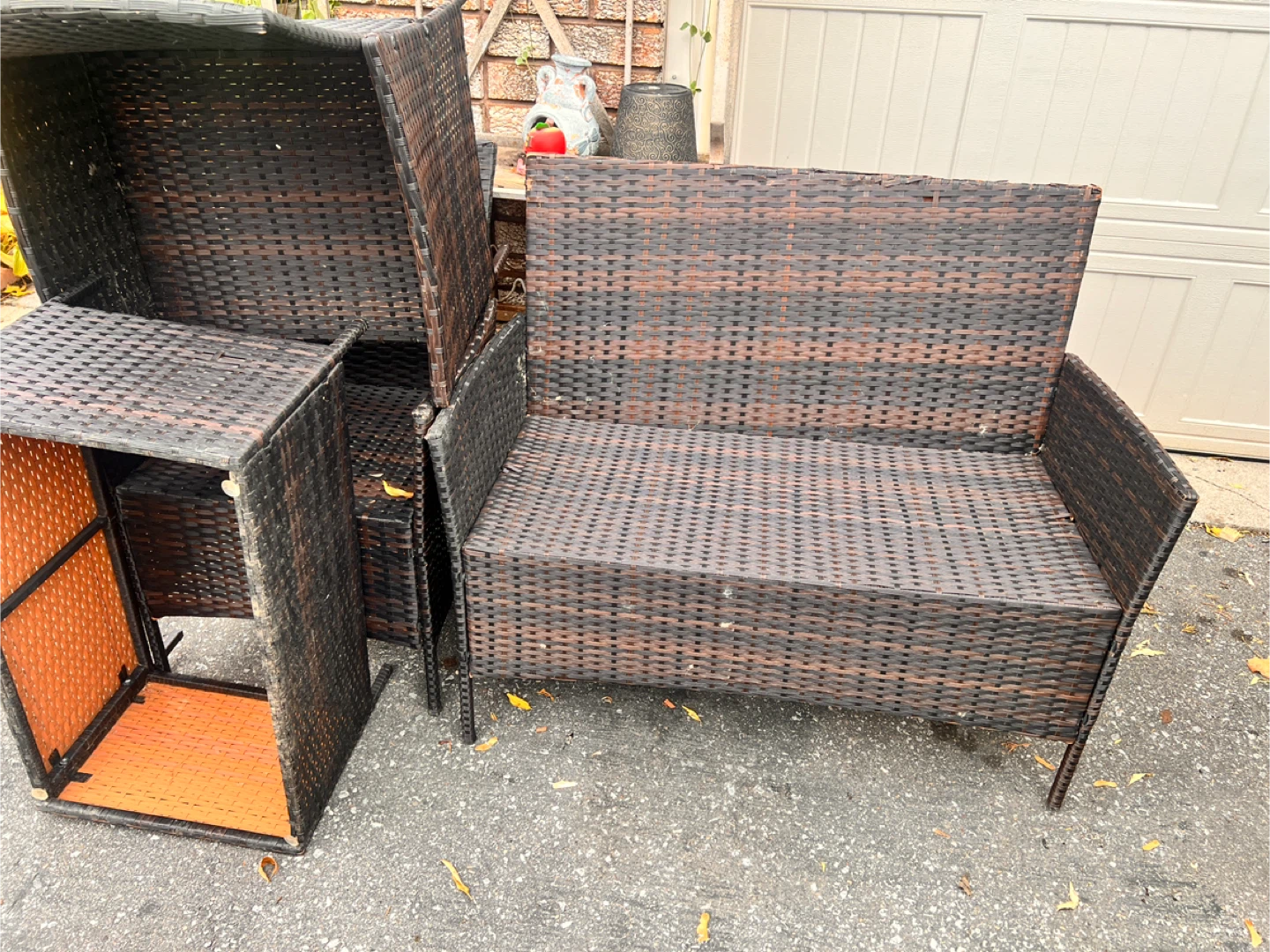 Wicker Patio Set - Loveseat, Chairs, and Table