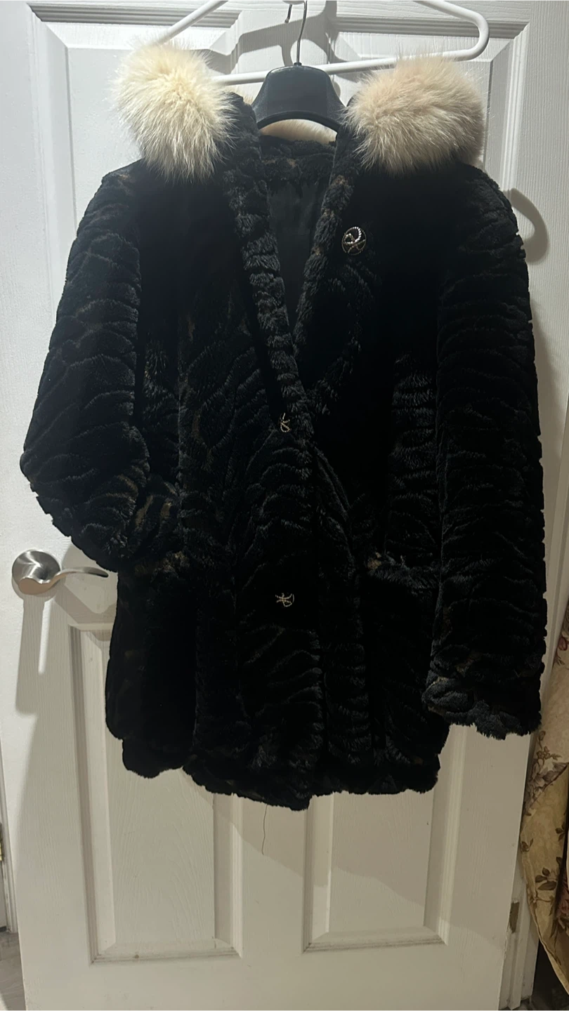 Black Fur Coat with Hood