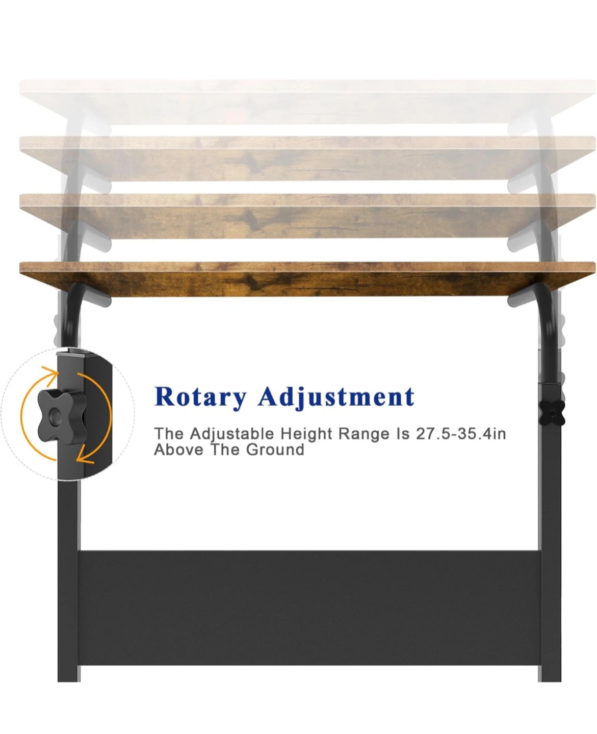 Adjustable Laptop Desk with Wheels - Rustic Brown - photo 4