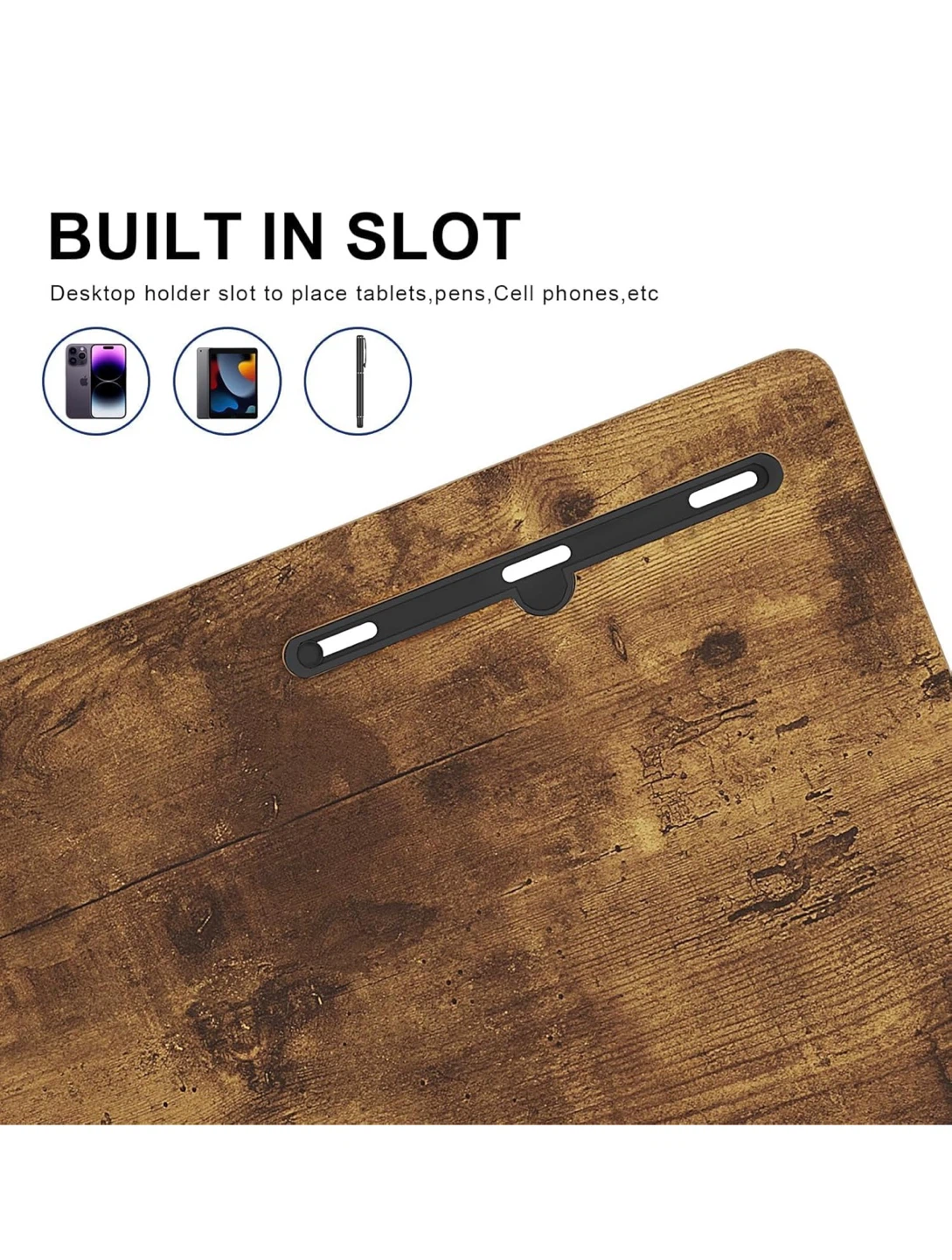 Adjustable Laptop Desk with Wheels - Rustic Brown - photo 5
