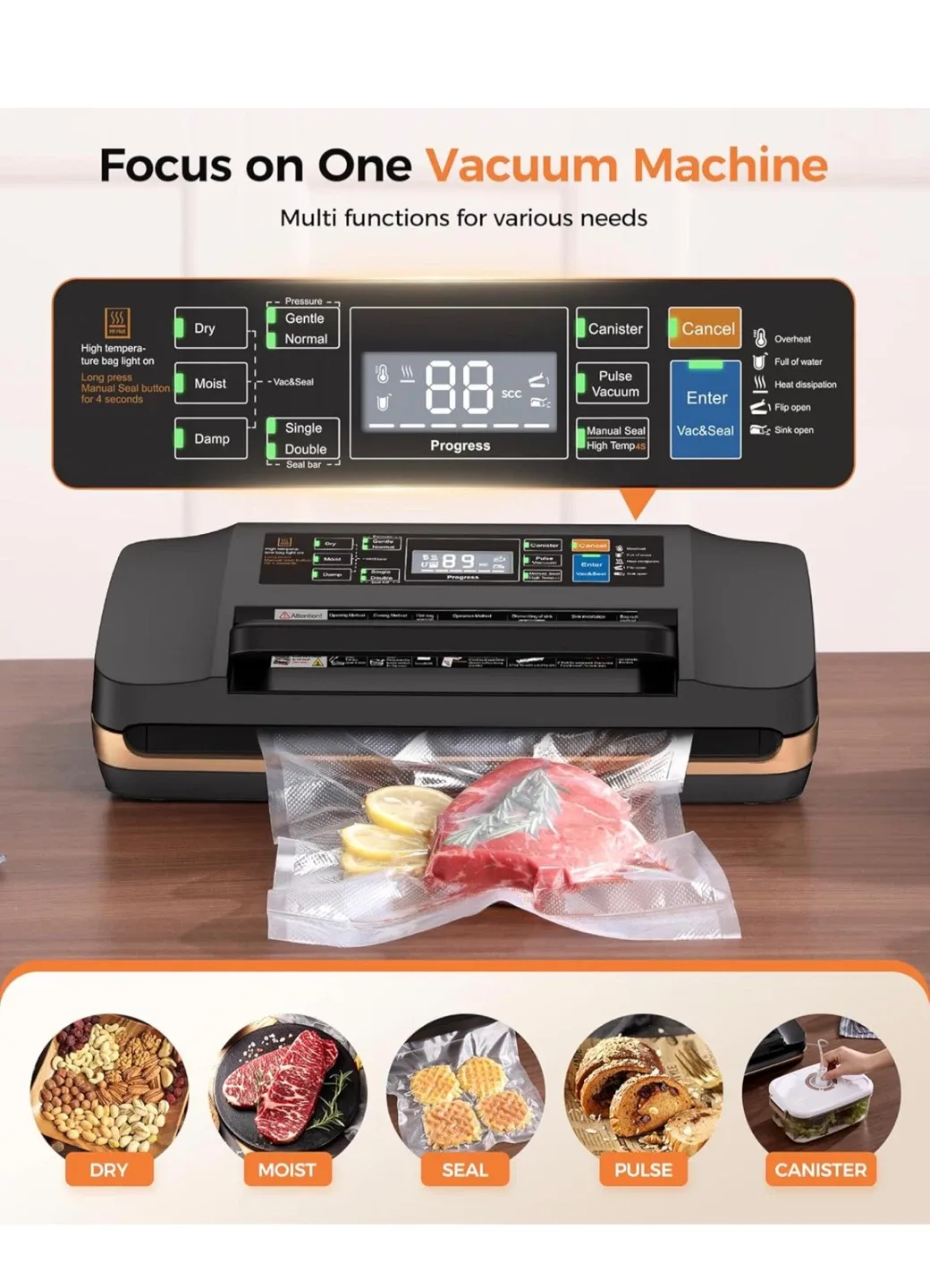 95Kpa Vacuum Sealer Machine - Black image indicator(2)