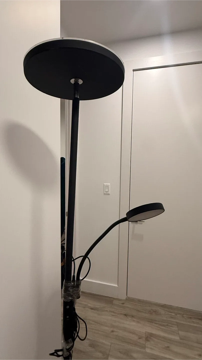 Black Floor Lamp with Adjustable Reading Light