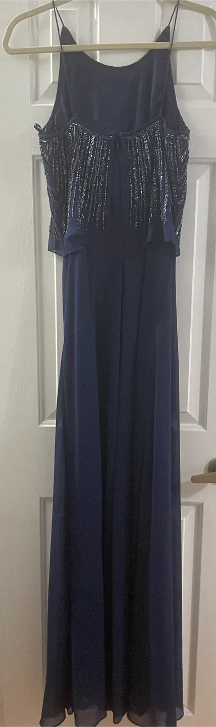 Aidan Mattox Navy Beaded Gown - Size 4 image indicator(3)