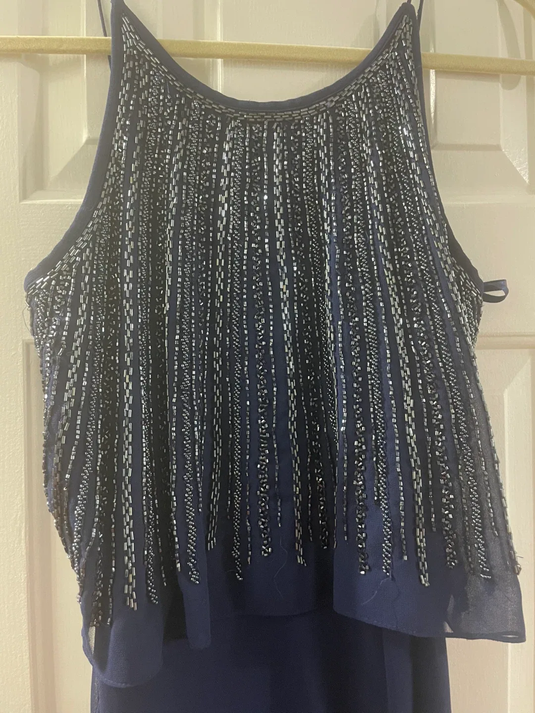 Aidan Mattox Navy Beaded Gown - Size 4 image indicator(2)