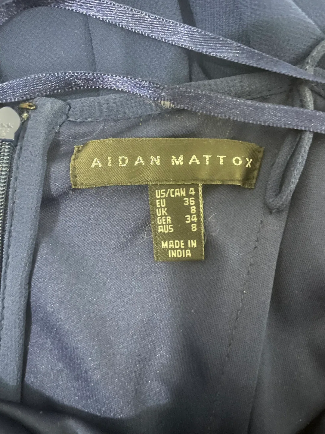 Aidan Mattox Navy Beaded Gown - Size 4 image indicator(4)