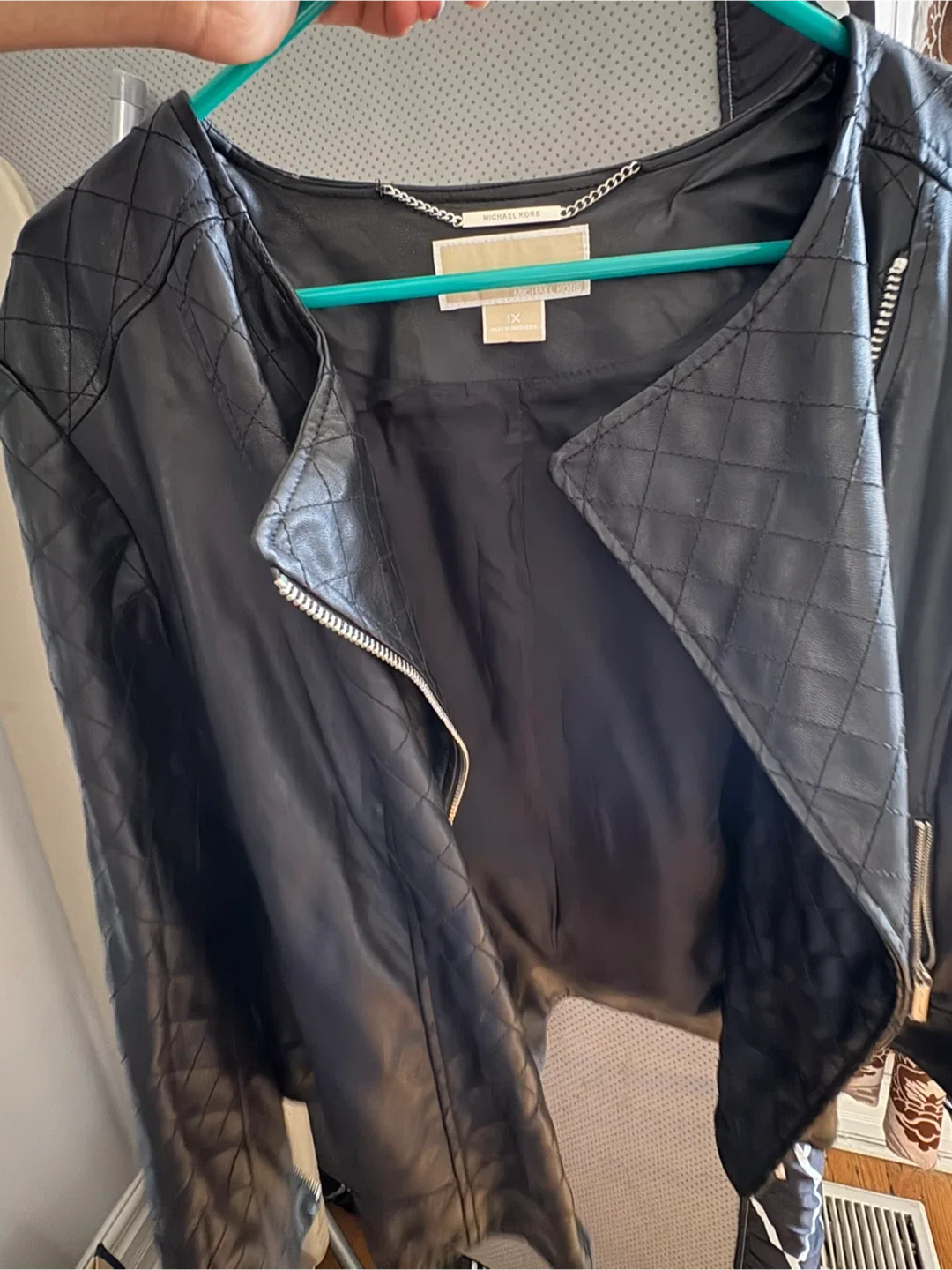 Michael Kors Black Leather Jacket 1X thumbnail