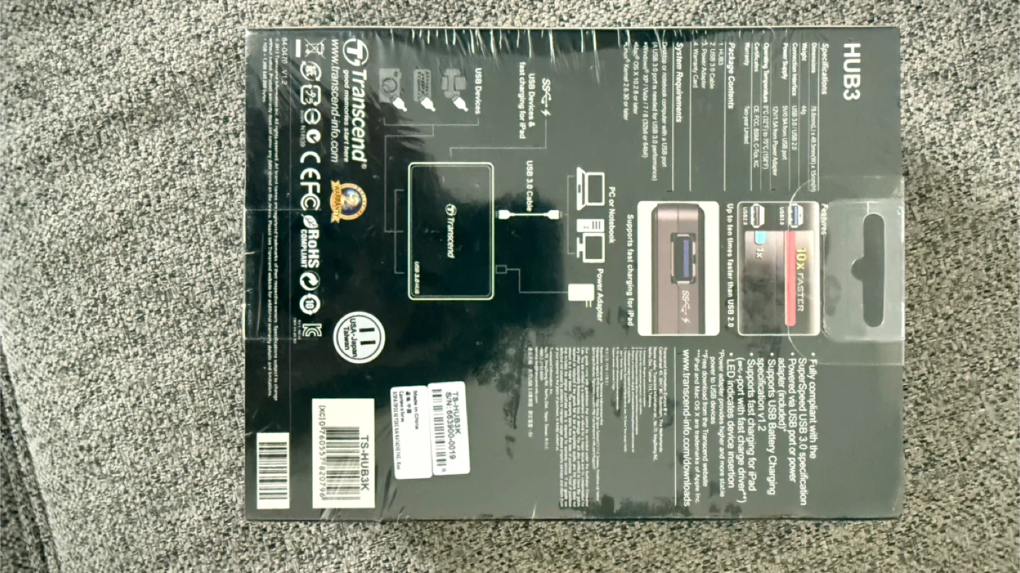 New Transcend 4-Port USB 3.0 Hub HUB3 - photo 3
