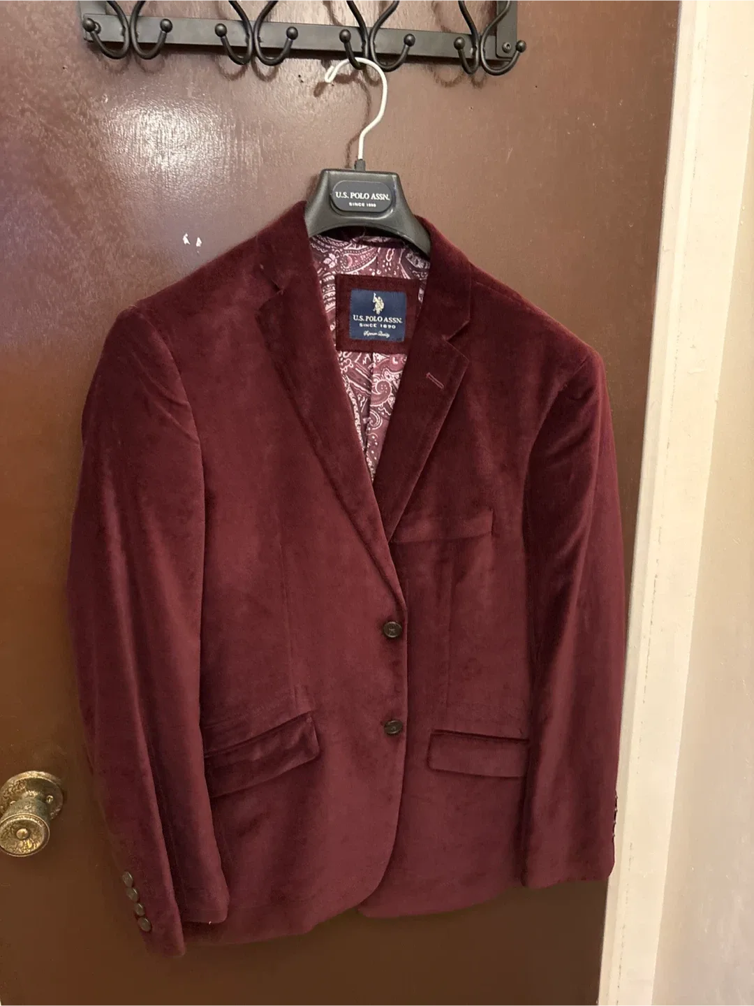 U.S. Polo Assn. Burgundy Velvet Blazer