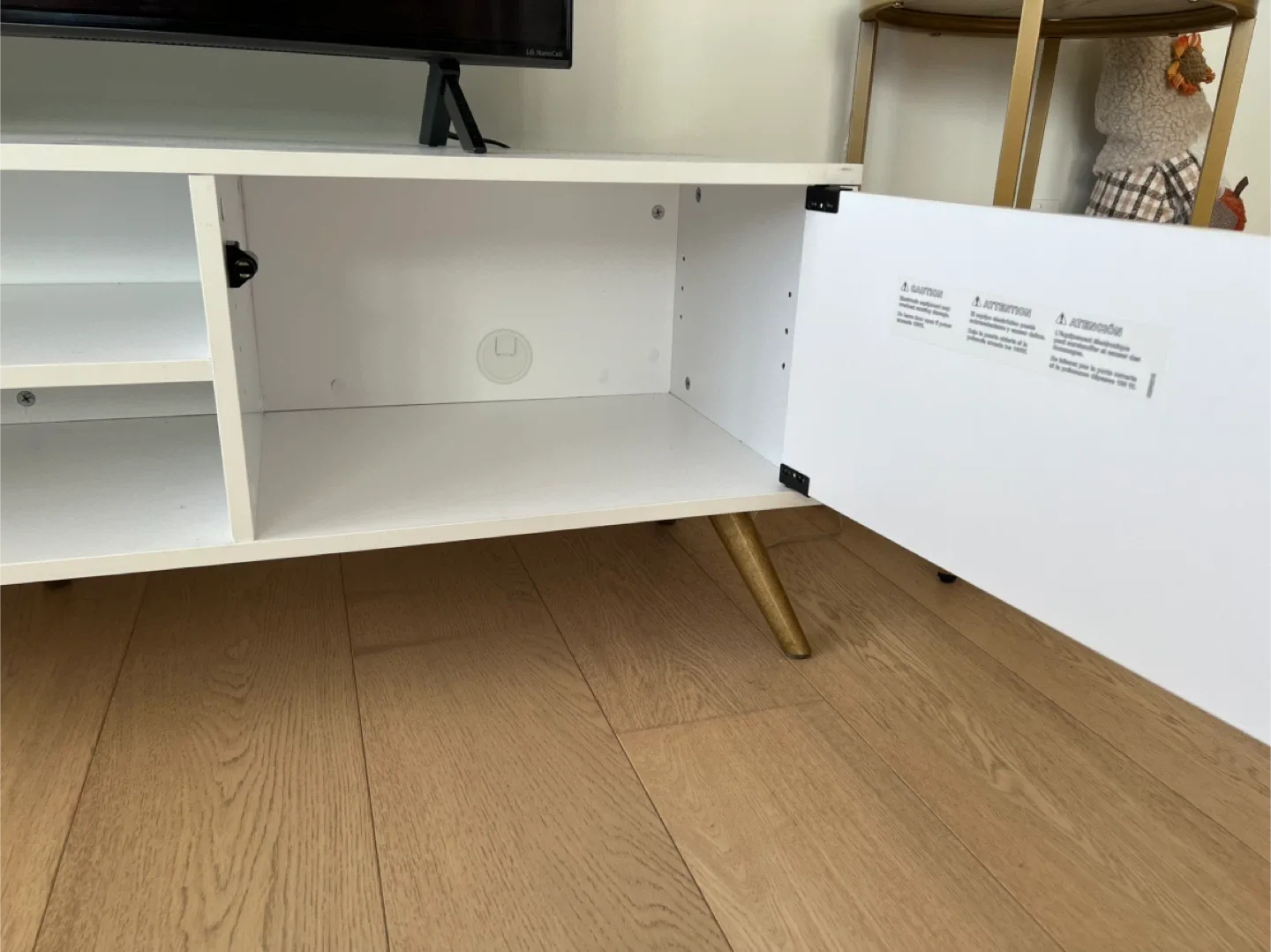 White TV Stand with Storage image indicator(6)